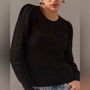 Anthropologie DH NEW YORK Pointelle Fitted Sweater